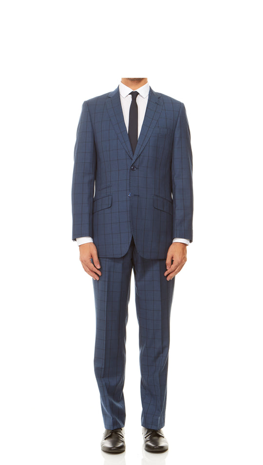 Blue Windowpane Suit